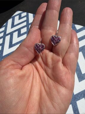 GIVENCHY Heart-Shaped Pink Crystal Drop Earrings - Sterling Silver NIB